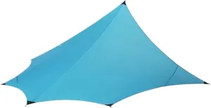 Outdoor Camping Hexagonal Flysheet Ultralight Waterproof Canopy 15D Nylon Shelter Tarp Awning Red Blue Gray(Deep Blue no Rod)