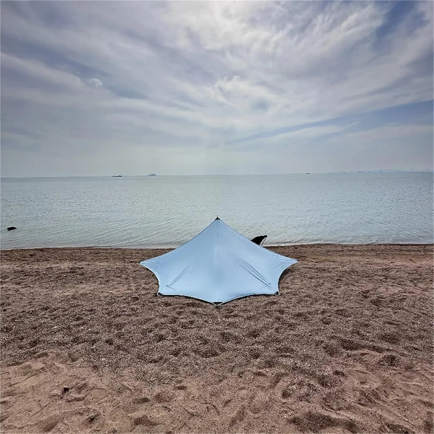 Outdoor Camping Hexagonal Flysheet Ultralight Waterproof Canopy 15D Nylon Shelter Tarp Awning Red Blue Gray(Deep Blue no Rod)