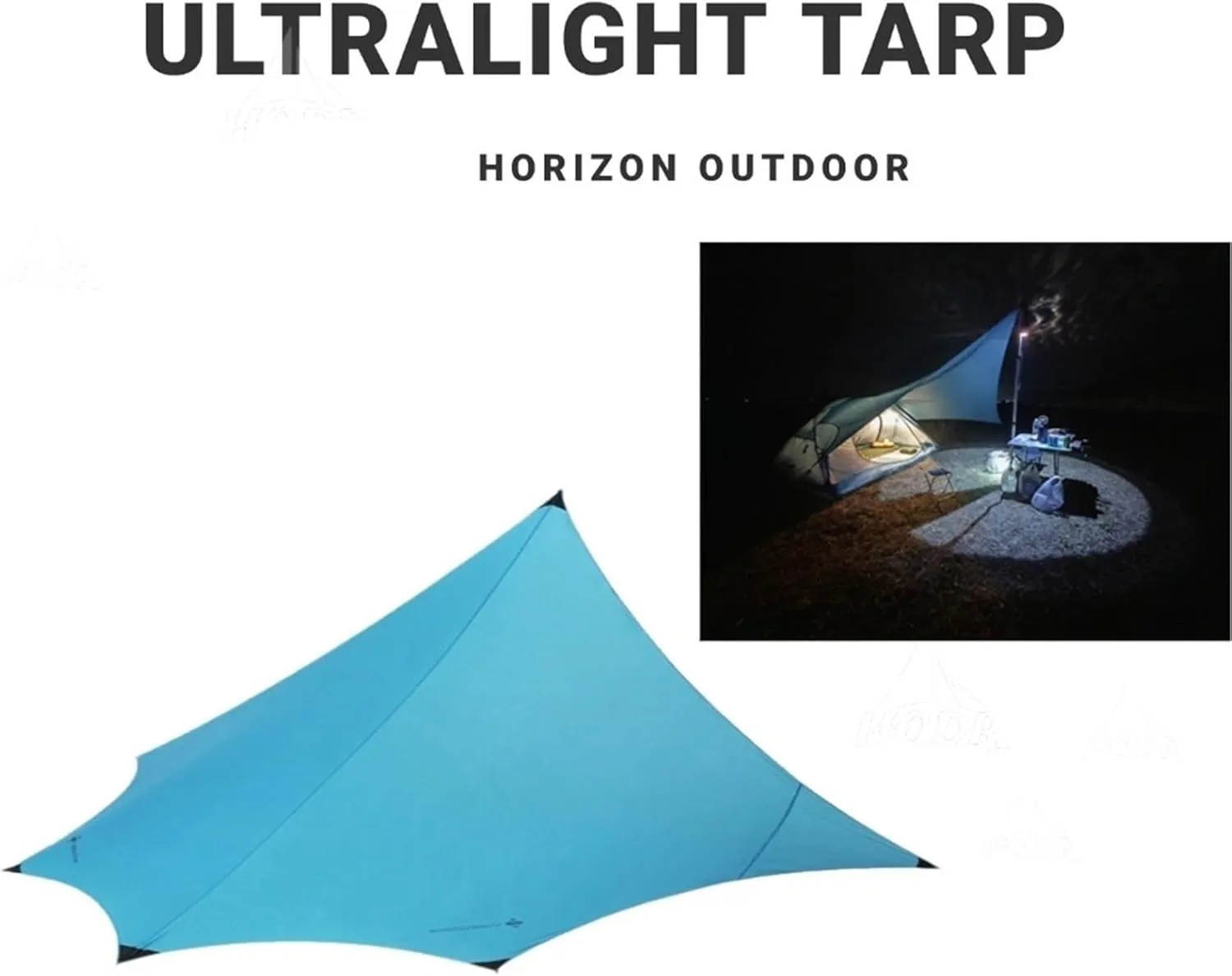 Outdoor Camping Hexagonal Flysheet Ultralight Waterproof Canopy 15D Nylon Shelter Tarp Awning Red Blue Gray(Deep Blue no Rod)