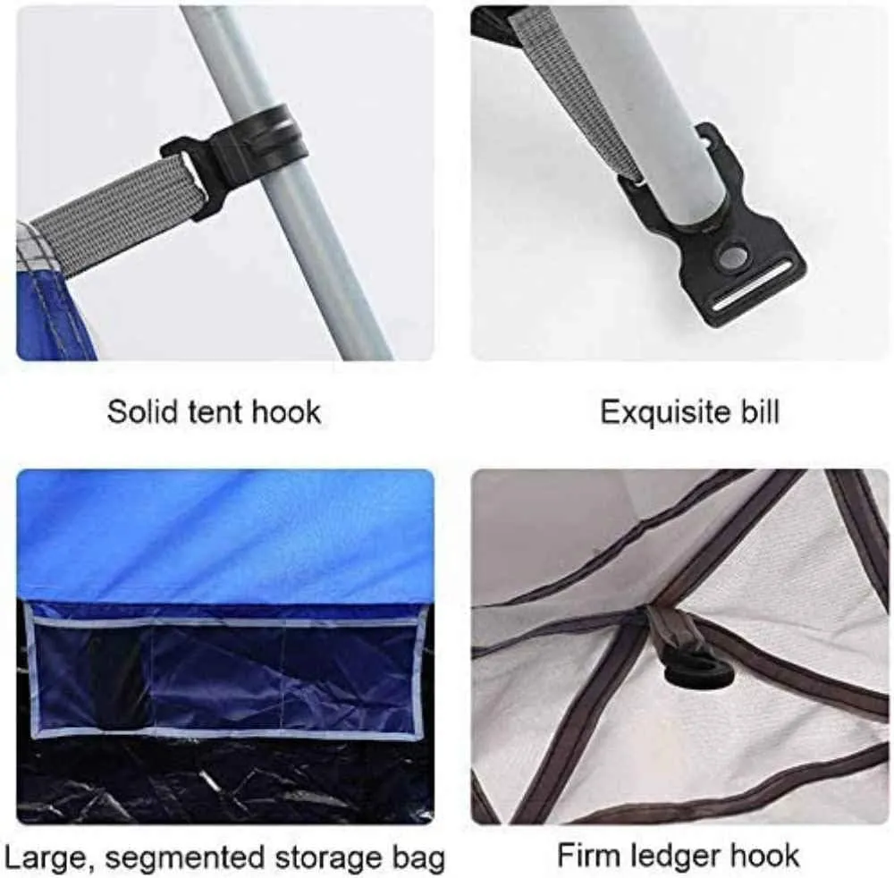 Outdoor Camping Tents, 5-6 Person Automatic Tent, Instant Cabana Waterproof Shade Canopy Tarp for Wilderness Survival Mountaineering,Blue