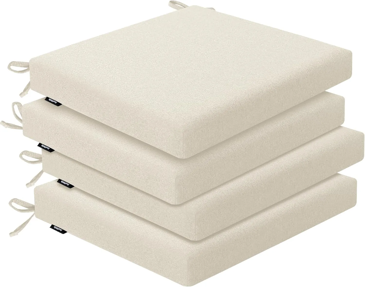 Outdoor Chair Cushions Set of 4, Water-Resistant & Fadeness 18.5" W x 16" D x 2.5" T Seat Cushion, High Density Foam with Dual Straps for Patio Garden Furniture Sofa Dining Chairs, Beige