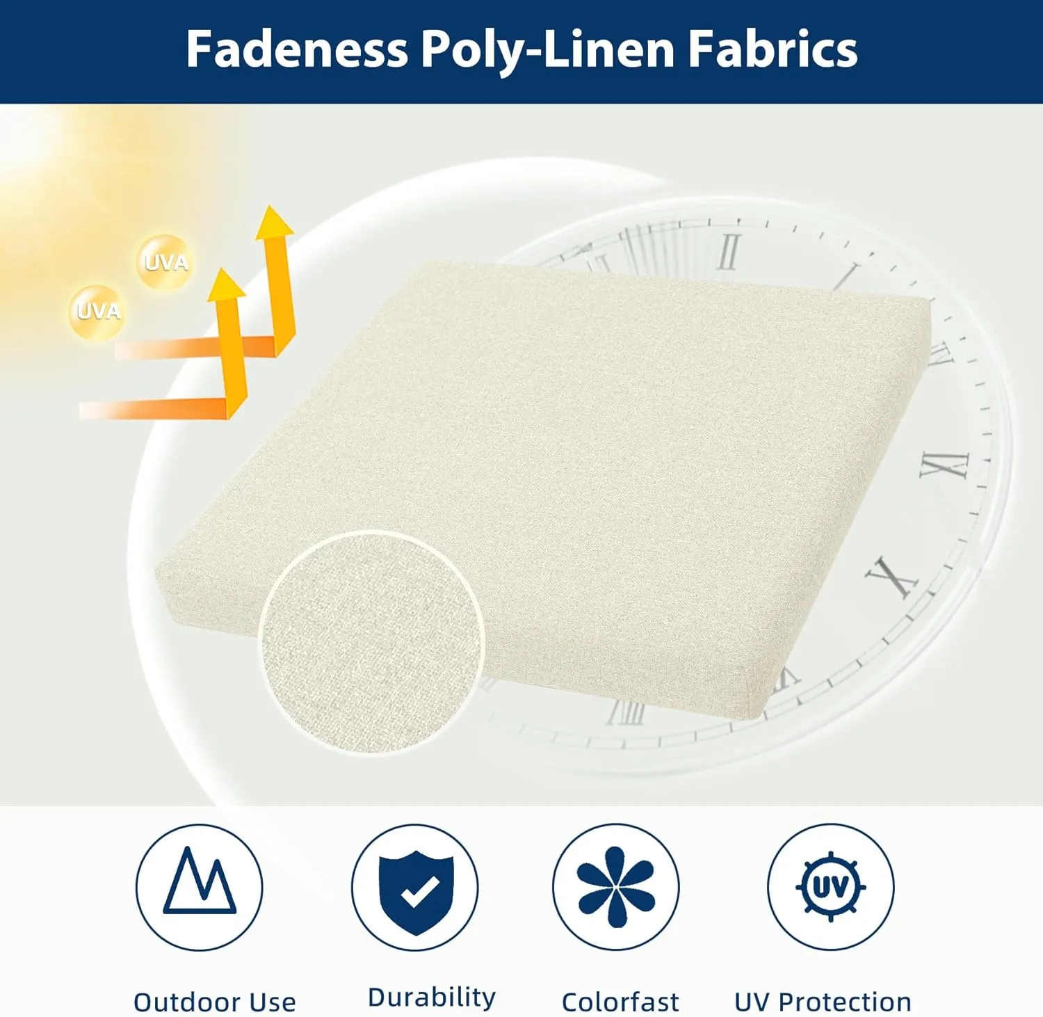 Outdoor Chair Cushions Set of 4, Water-Resistant & Fadeness 18.5" W x 16" D x 2.5" T Seat Cushion, High Density Foam with Dual Straps for Patio Garden Furniture Sofa Dining Chairs, Beige