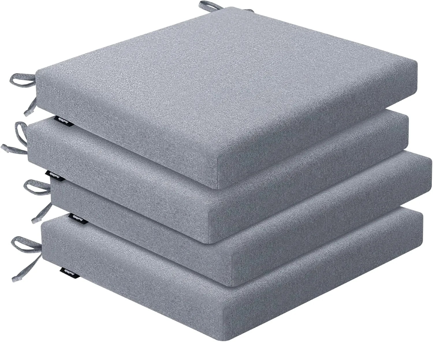 Outdoor Chair Cushions Set of 4, Water-Resistant & Fadeness 18.5"W x 16"D x 2.5"T Seat Cushion, High Density Foam with Dual Straps for Patio Garden Furniture Sofa Dining Chairs, Light Grey