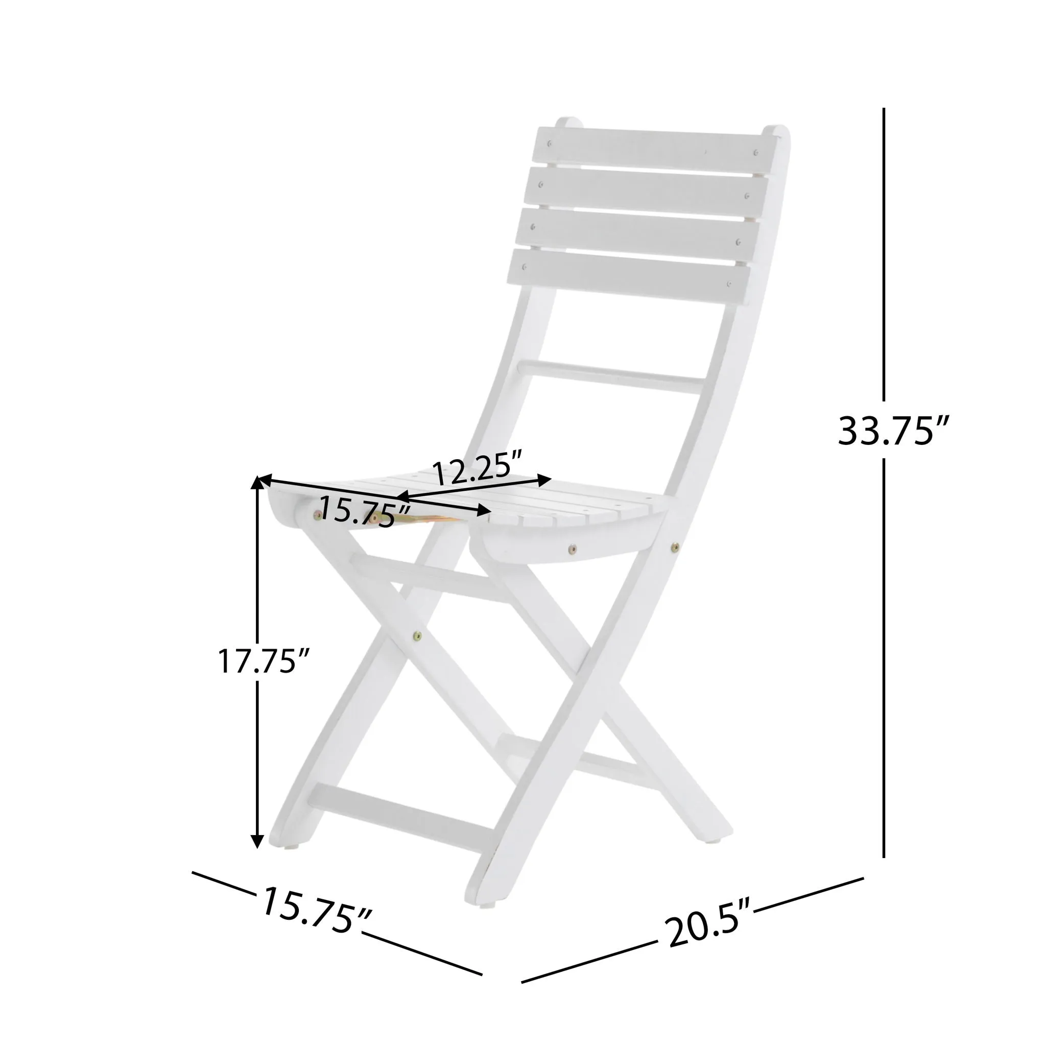 Outdoor Foldable Wood Dining Chair With Slat Design (Set Of 2)