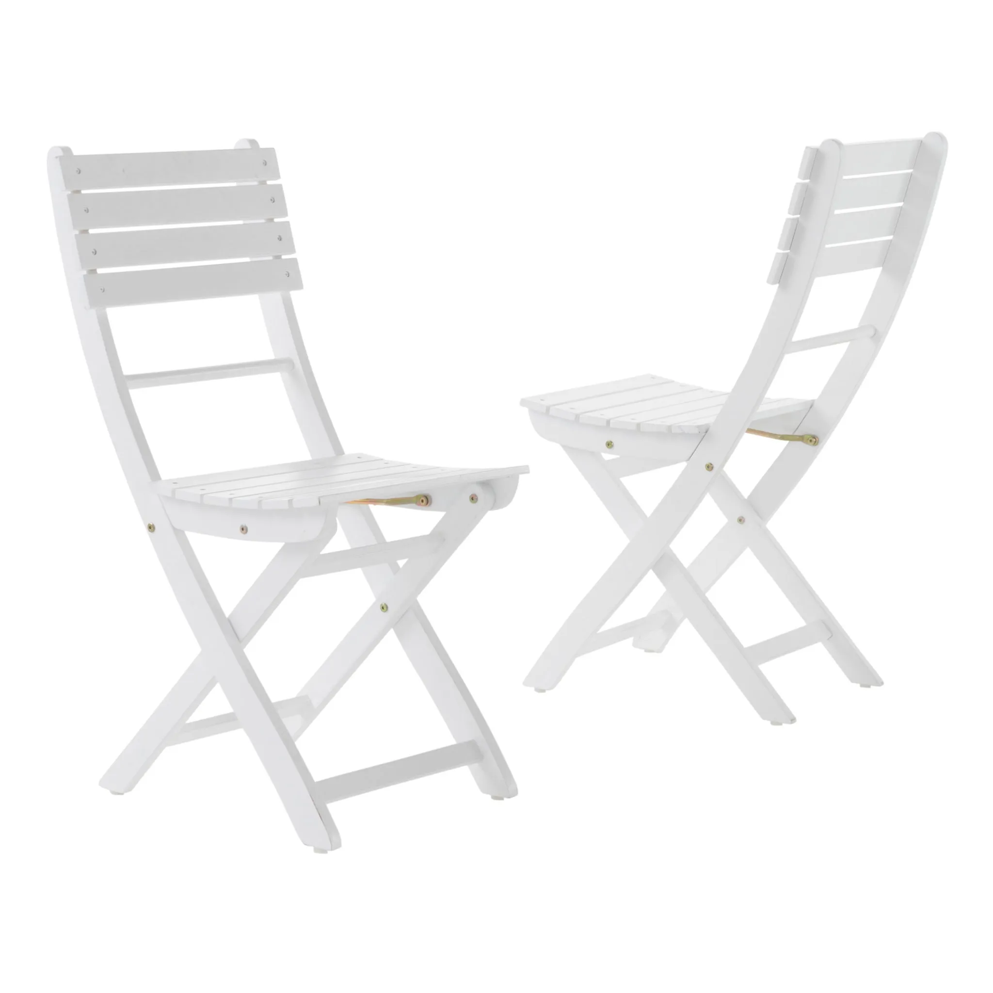 Outdoor Foldable Wood Dining Chair With Slat Design (Set Of 2)