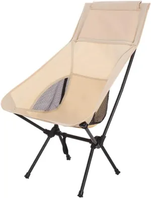Outdoor Folding Chair Portable Camping Fishing Bench Picnic Leisure Recliner Camping Chair (Color : Beige)