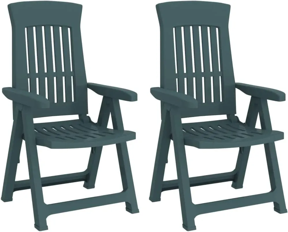 Outdoor Furniture Outdoor Chairs Front Porch Decor Patio Reclining Chairs 2 pcs Green PP