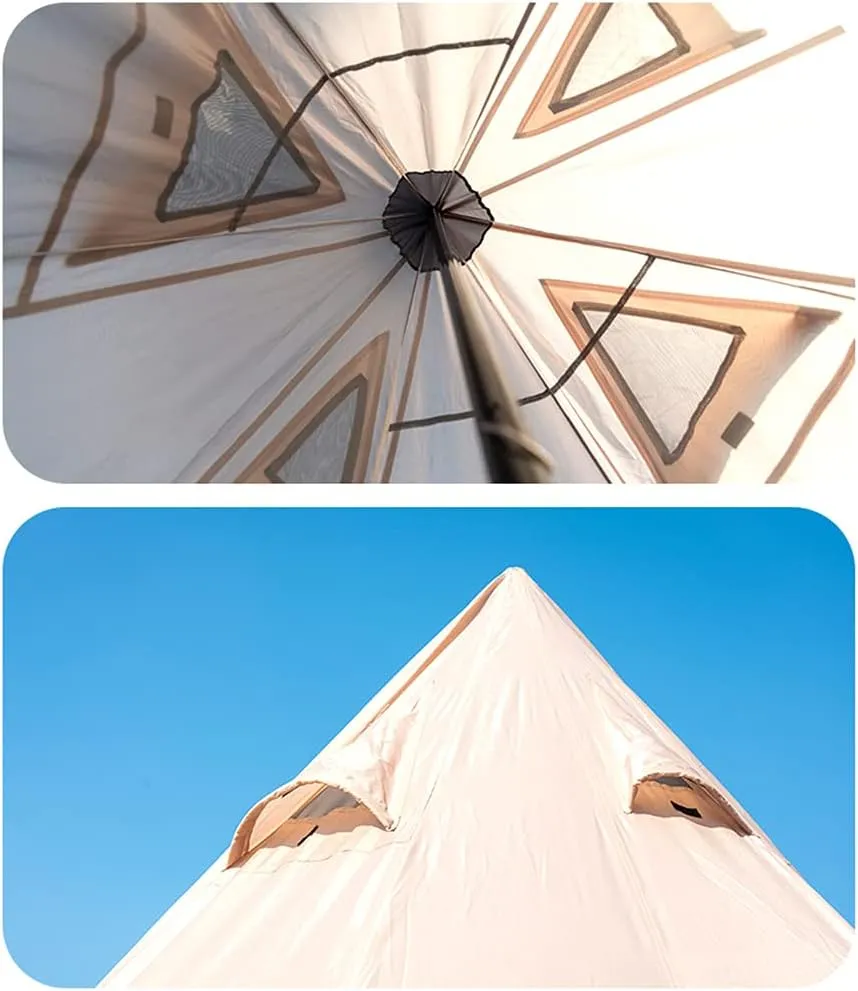 Outdoor Indian Tent Ultralight Teepee Tent Family Pyramid Tent for Backpacking, Camping, Hiking, Bushcraft, Travel, Winter Camping (Khaki 460X460X300C