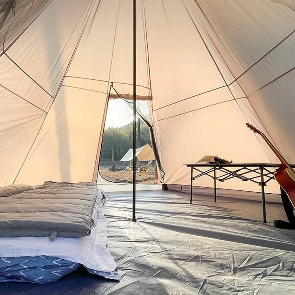 Outdoor Indian Tent Ultralight Teepee Tent Family Pyramid Tent for Backpacking, Camping, Hiking, Bushcraft, Travel, Winter Camping (Khaki 460X460X300C