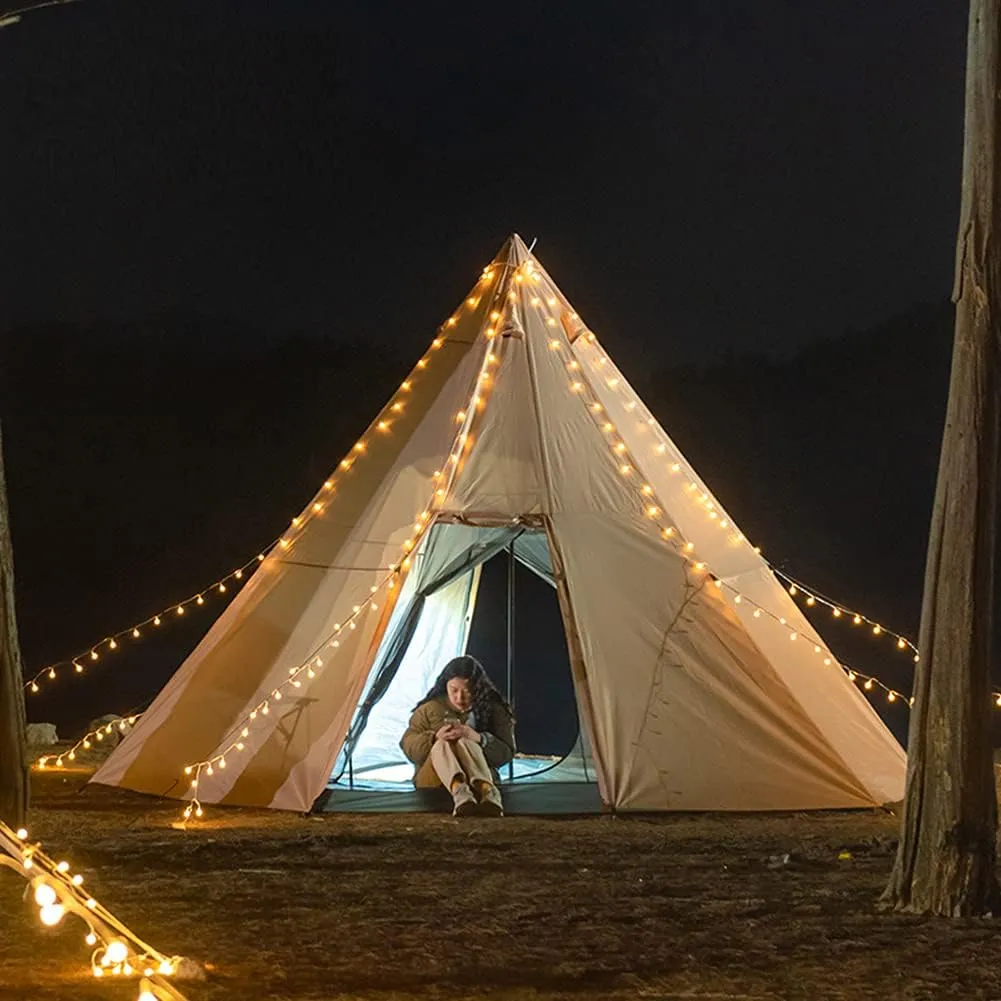 Outdoor Indian Tent Ultralight Teepee Tent Family Pyramid Tent for Backpacking, Camping, Hiking, Bushcraft, Travel, Winter Camping (Khaki 460X460X300C