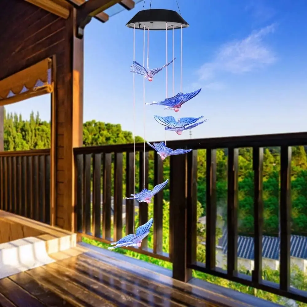 Outdoor solar LED  wind chime butterfly wind chime garden light