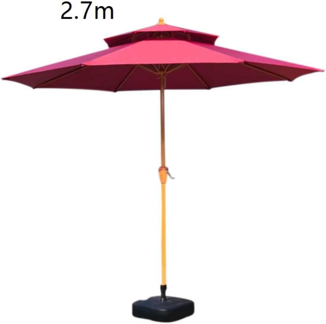 Outdoor Umbrella Outdoor Open Air Parasol Courtyard Balcony Stall Leisure Garden Center Column Umbrella Garden Parasol,Rosso-2.7m