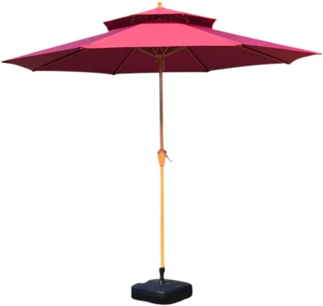 Outdoor Umbrella Outdoor Open Air Parasol Courtyard Balcony Stall Leisure Garden Center Column Umbrella Garden Parasol,Rosso-2.7m