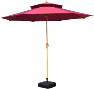 Outdoor Umbrella Outdoor Open Air Parasol Courtyard Balcony Stall Leisure Garden Center Column Umbrella Garden Parasol,Rosso-2.7m