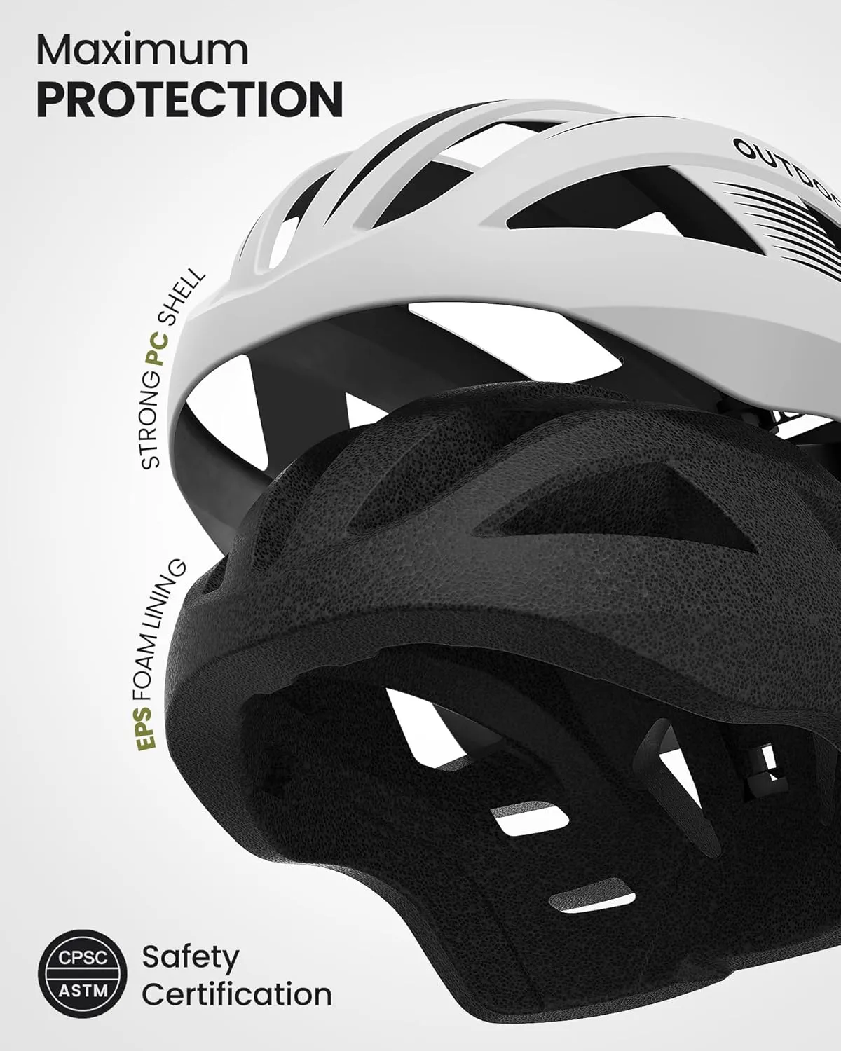 OutdoorMaster Adult Bike Helmet - Bicycle Helmet with Rechargeable Rear LED Light, Detachable Magnetic Goggles, Removable Sun Visor - Suitable for Commuting and Cycling for Men and Women