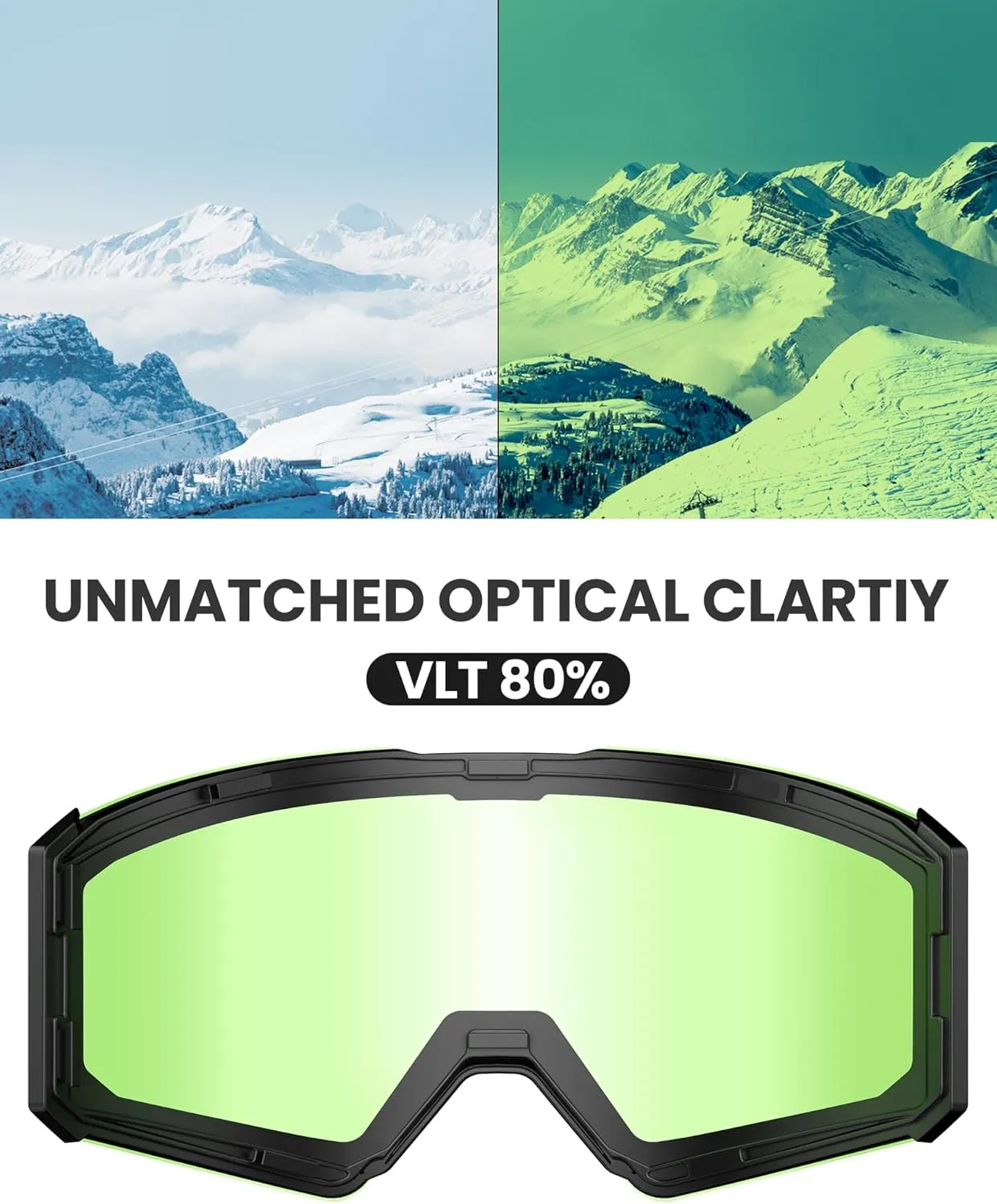 OutdoorMaster Falcon Ski Goggles Lens by ZEISS, OTG Snowboard Goggles Anti-fog, Magnetic Interchangeable Lens, Snow Goggles