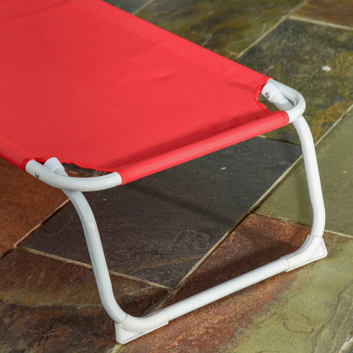 Outsunny Outdoor Lounge Chair With 4-level Adjustable Backrest, Red