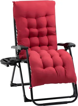 Outsunny Zero Gravity Chair, Folding Reclining Lounge Chair with Padded Cushion, Side Tray for Indoor and Outdoor, Supports up to 264 lbs, Red