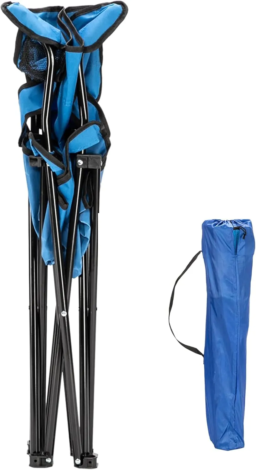 Outvita Folding Camping Chair, Portable Durable Armrest Chair with Cup Holder & Carry Bag for Outdoor Picnic Fishing, Weight Capacity 230 LBS, Set of 2 (Blue)