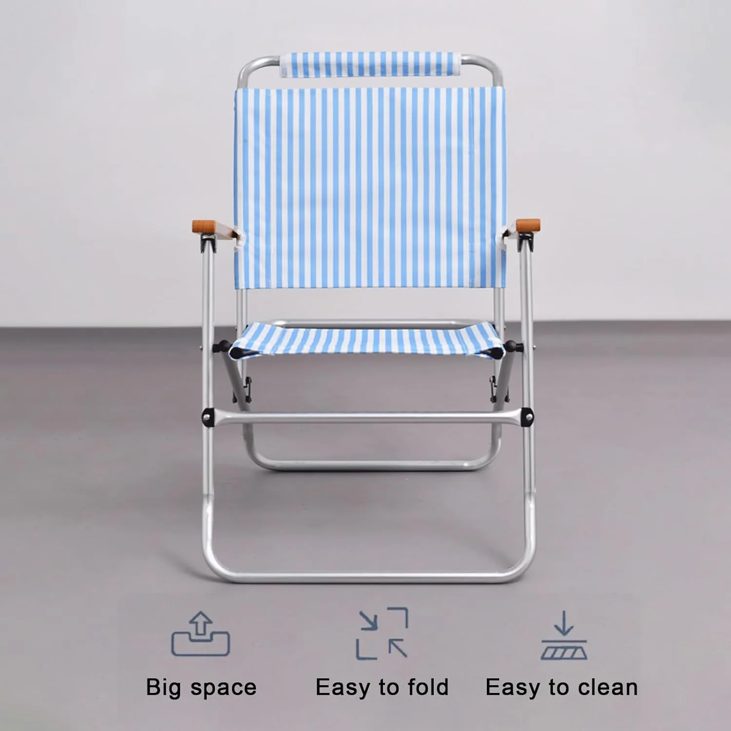 Oxford Cloth Folding Chair, Portable Outdoor Folding Chairs, Folding Dining Chair, All-Aluminum Alloy Bracket Structure, Suitable for Courtyard, Terrace, Picnic(Black)