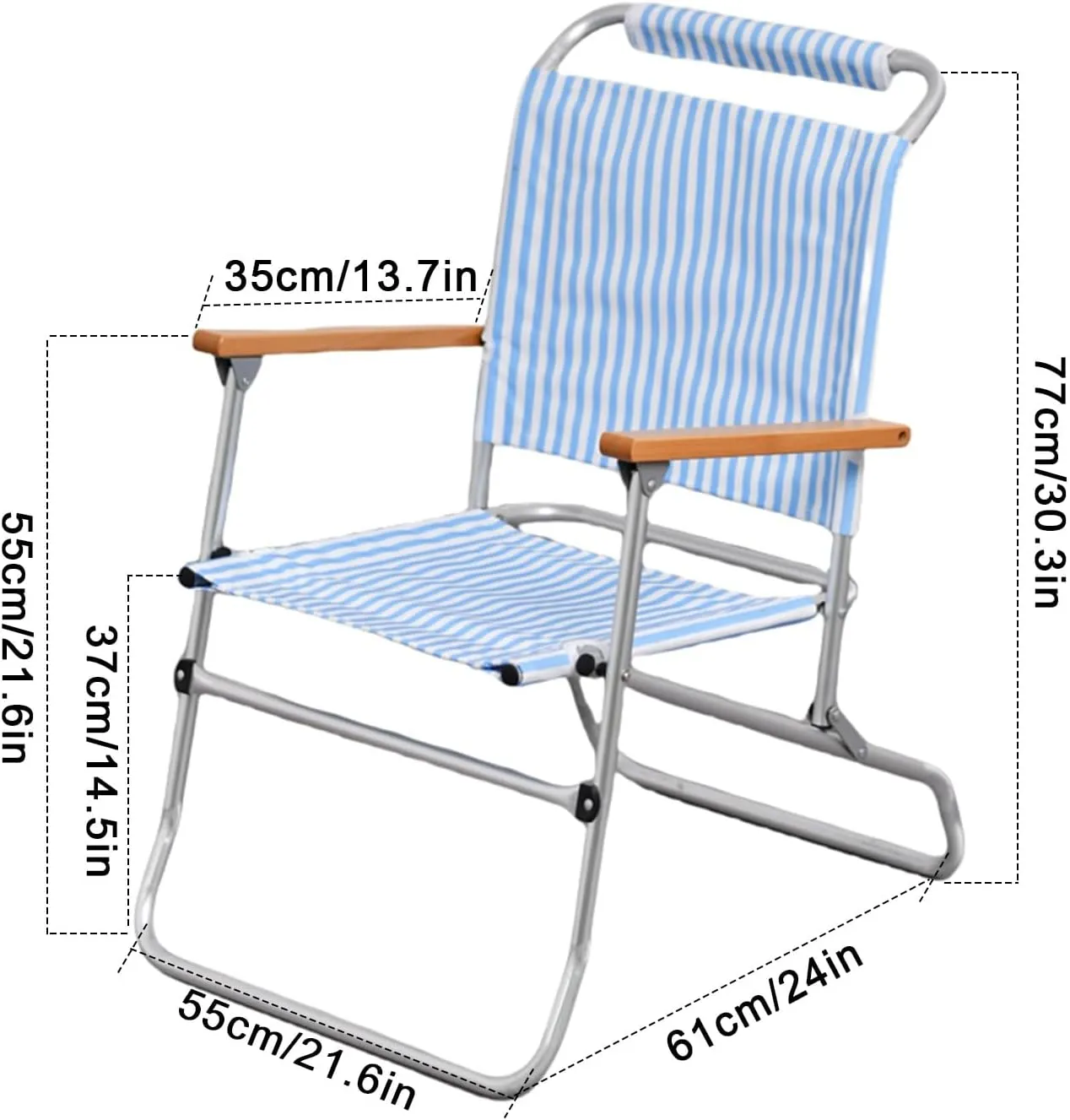 Oxford Cloth Folding Chair, Portable Outdoor Folding Chairs, Folding Dining Chair, All-Aluminum Alloy Bracket Structure, Suitable for Courtyard, Terrace, Picnic(Black)