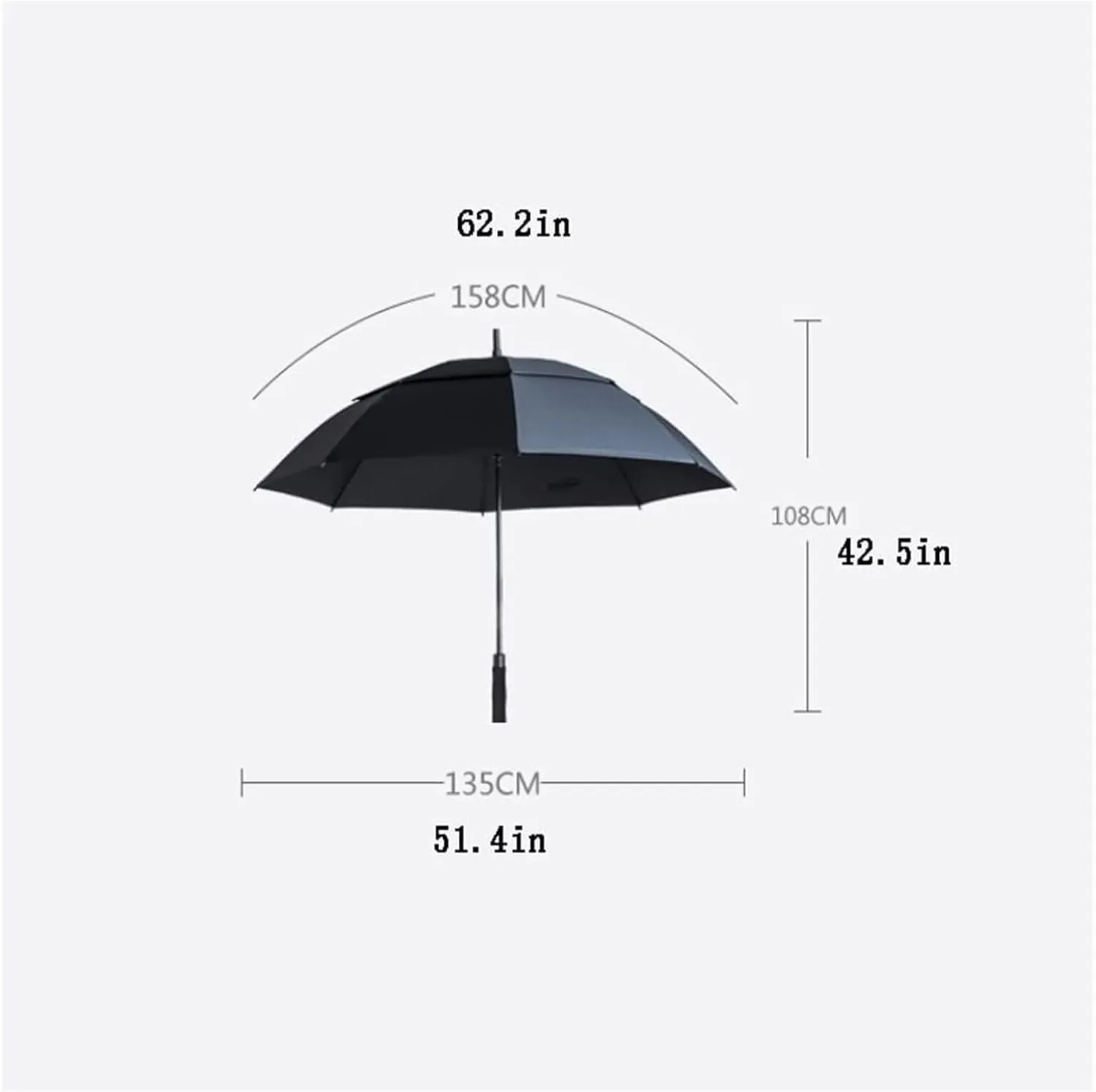 OXOAMP Stick Umbrellas Large Golf Umbrella 62 Inch Vented Windproof Auto Open Double Canopy Oversized Durability Stylish (Color : Black)