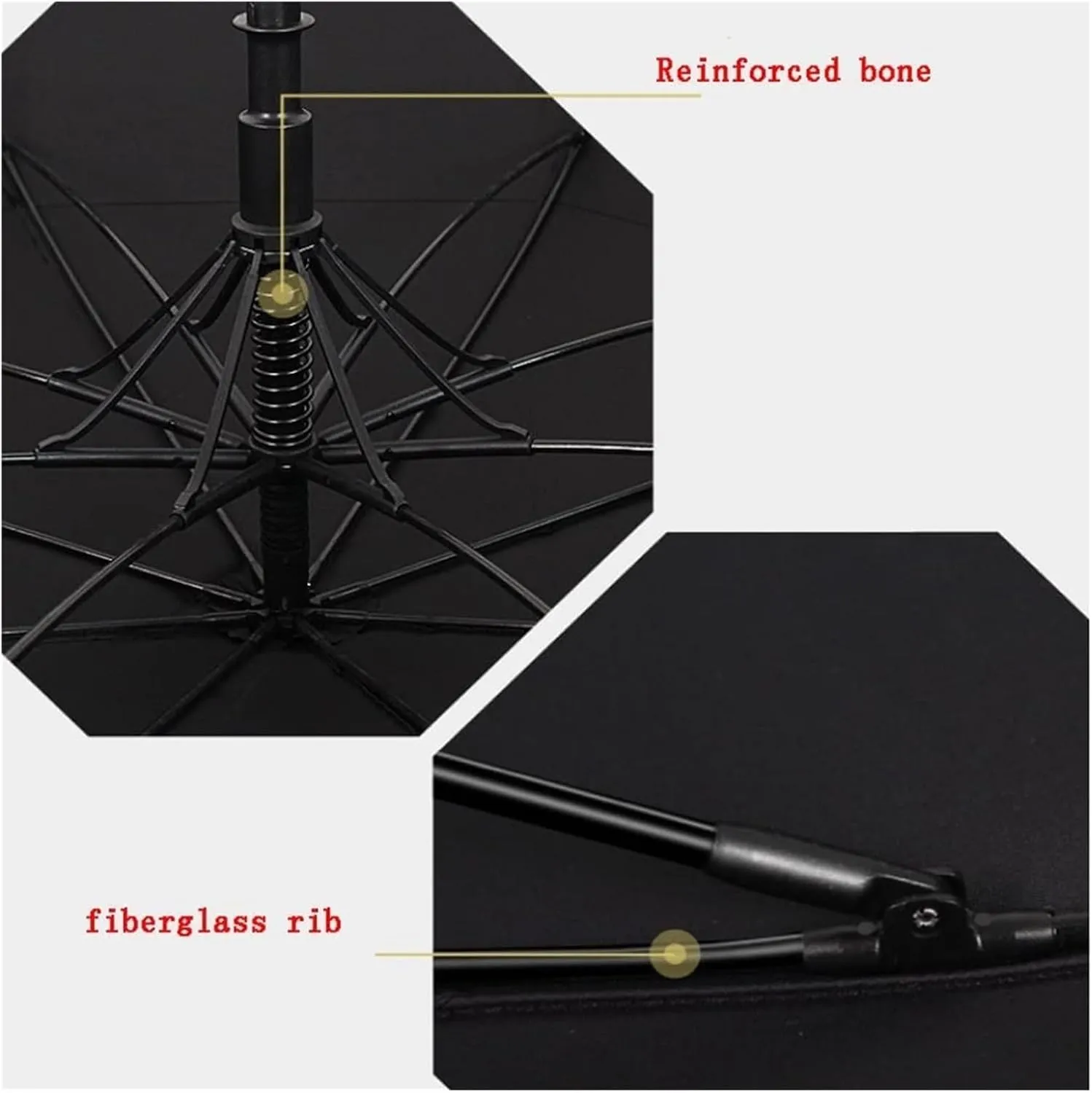 OXOAMP Stick Umbrellas Large Golf Umbrella 62 Inch Vented Windproof Auto Open Double Canopy Oversized Durability Stylish (Color : Black)