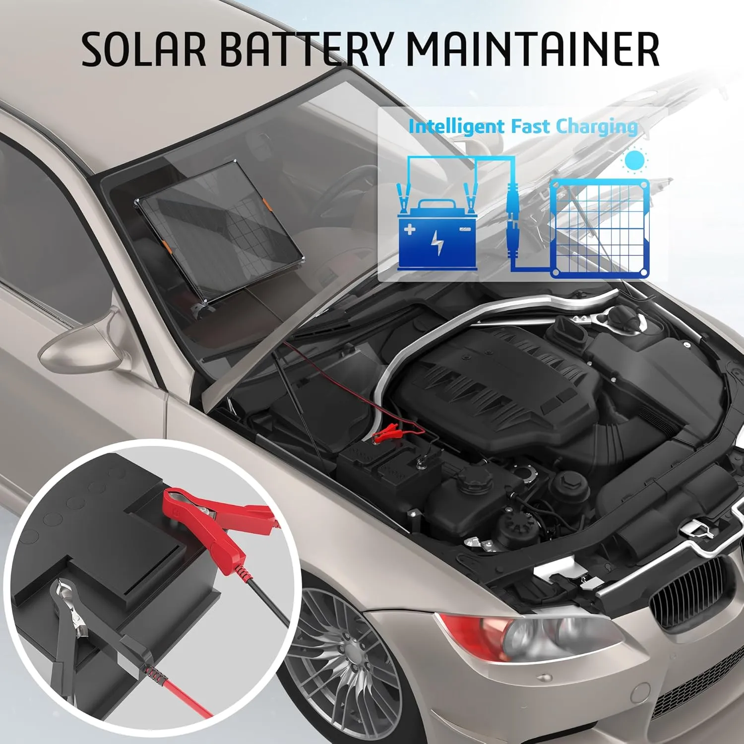 OYMSAE 30 Watt 12 Volt Solar Panel Solar Trickle Charger 30W 12V Portable Solar Battery Charger & maintainer with Cigarette Lighter Plug & Alligator Clip