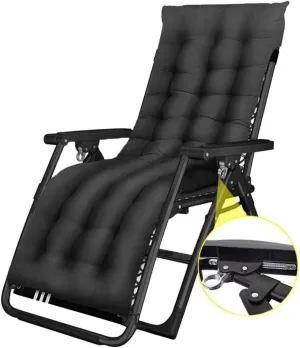 Padded Patio Lounge Chair Lounge Chair Adjustable Outdoor Patio Deck Chair Used for Patio Lawn Recliners Folding Black c-1