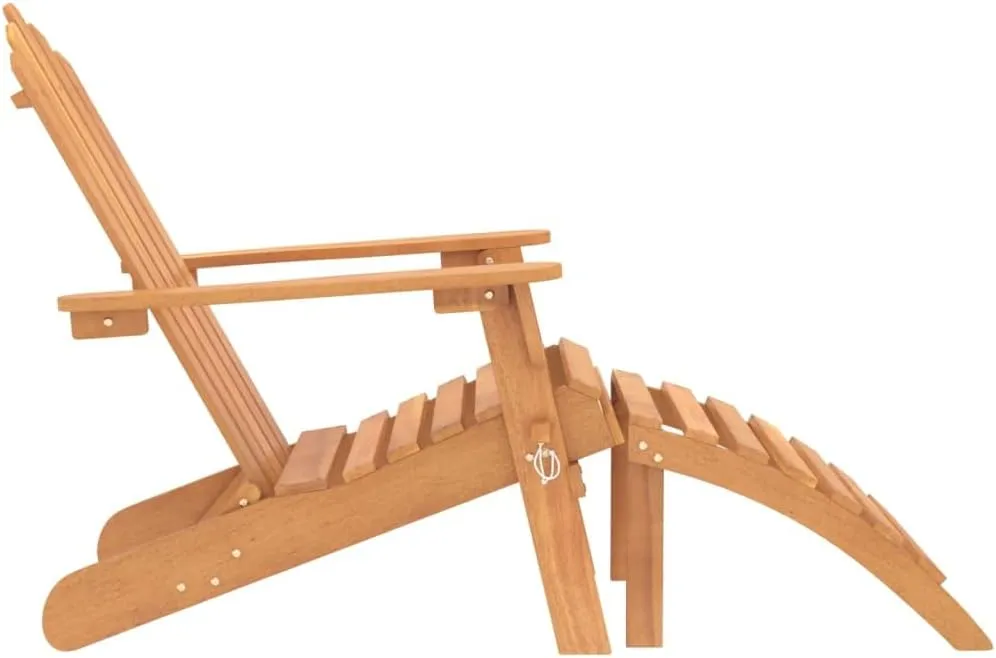 Patio Adirondack Chairs with Footrests 2-Piece Set Solid Wood Acacia Outdoor Furniture for Garden Patio Terrace