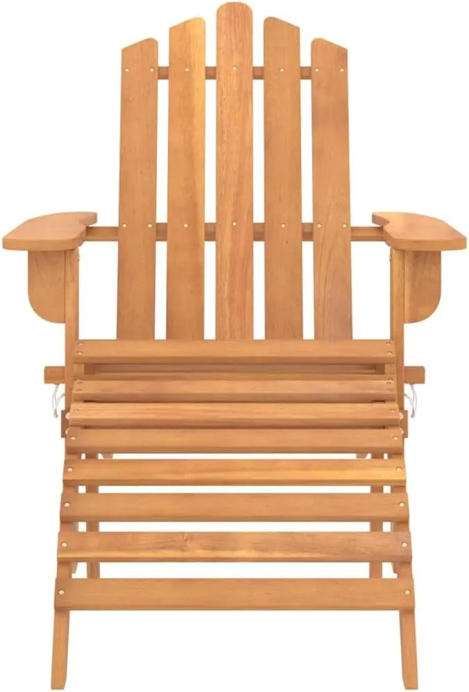 Patio Adirondack Chairs with Footrests 2-Piece Set Solid Wood Acacia Outdoor Furniture for Garden Patio Terrace