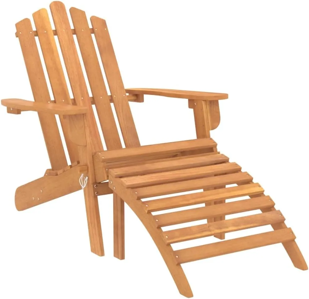 Patio Adirondack Chairs with Footrests 2-Piece Set Solid Wood Acacia Outdoor Furniture for Garden Patio Terrace