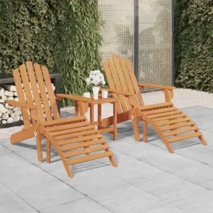 Patio Adirondack Chairs with Footrests 2-Piece Set Solid Wood Acacia Outdoor Furniture for Garden Patio Terrace