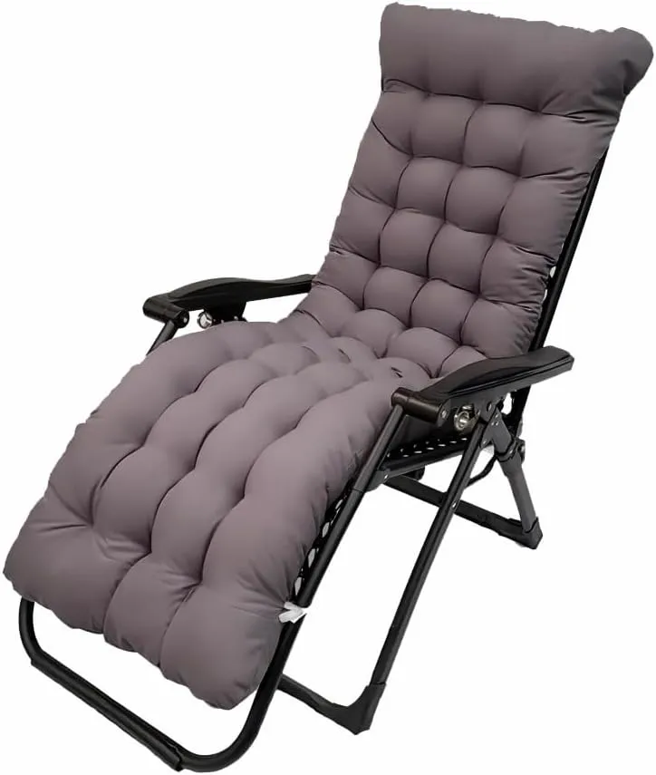 Patio Chaise Lounger Cushion， IndoorOutdoor Rocking Chair Sofa Cushion with 6 Ties， Thick Padded Swing Bench Cushion，61x18.9x3.1in (Dark Grey)