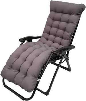 Patio Chaise Lounger Cushion， IndoorOutdoor Rocking Chair Sofa Cushion with 6 Ties， Thick Padded Swing Bench Cushion，61x18.9x3.1in (Dark Grey)