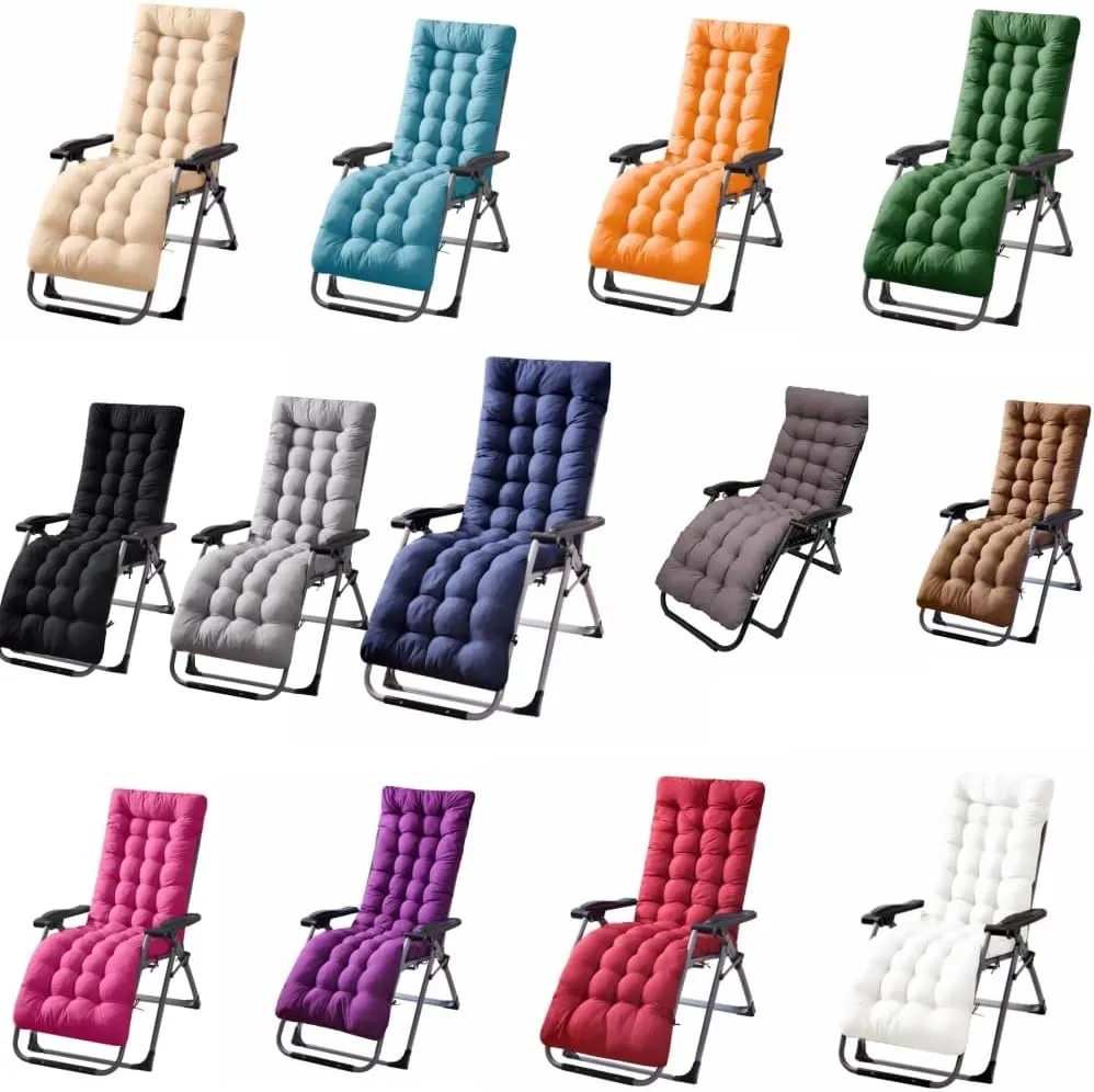Patio Chaise Lounger Cushion， IndoorOutdoor Rocking Chair Sofa Cushion with 6 Ties， Thick Padded Swing Bench Cushion，61x18.9x3.1in (Dark Grey)
