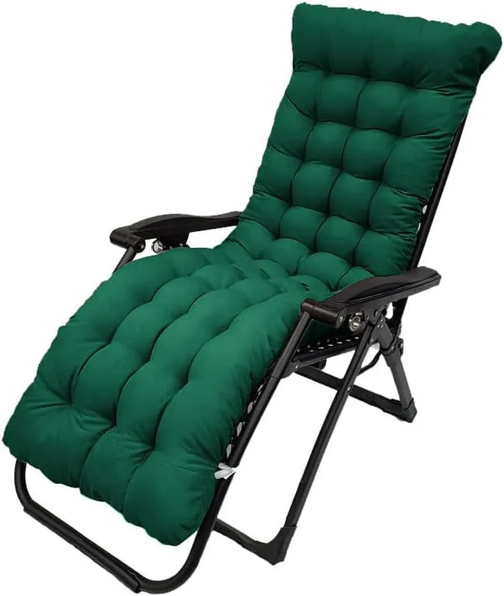 Patio Chaise Lounger Cushion,61in Lounge Chair Recliners Chair Cushions,Thicker Padded Chaise Lounger Swing Bench Cushion for Outdoor Indoor Home Office (Dark Green)