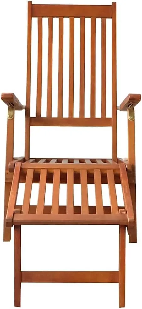 Patio Deck Chair with Footrest and Cushion Solid Wood AcaciaLuxury Sun Loungers with Adjustable Backrest and Cushioned Seat