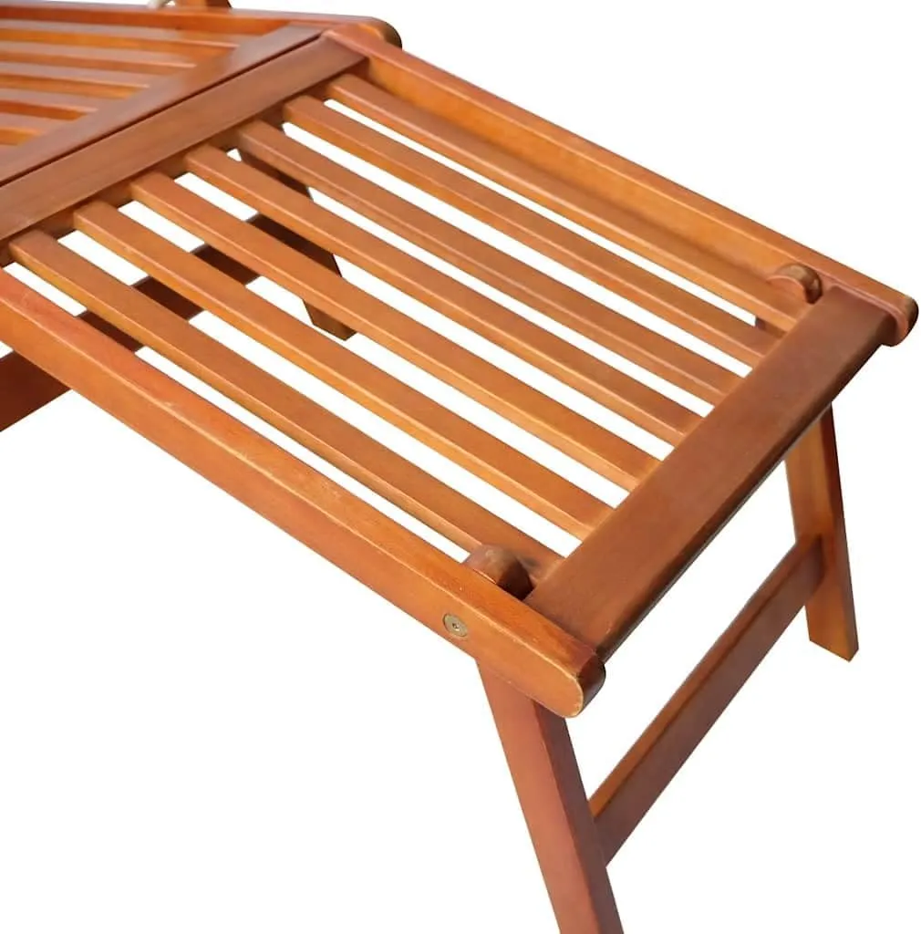 Patio Deck Chair with Footrest and Cushion Solid Wood AcaciaLuxury Sun Loungers with Adjustable Backrest and Cushioned Seat