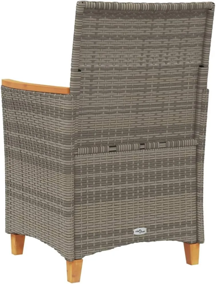 Patio Dining Chairs Camping Chair Dining Chairs Lounge Chair - Patio Chairs with Cushions 2 pcs Gray Poly Rattan&Solid Wood for Campsites Garden Beaches Terrace