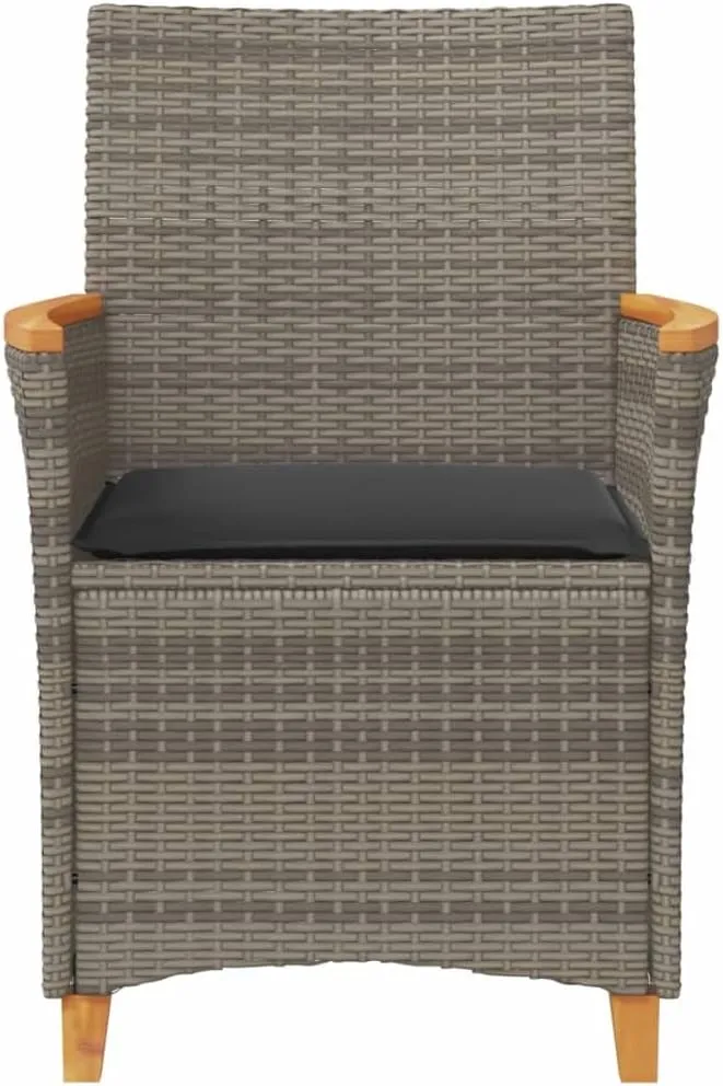 Patio Dining Chairs Camping Chair Dining Chairs Lounge Chair - Patio Chairs with Cushions 2 pcs Gray Poly Rattan&Solid Wood for Campsites Garden Beaches Terrace