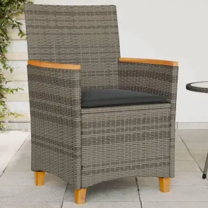 Patio Dining Chairs Camping Chair Dining Chairs Lounge Chair - Patio Chairs with Cushions 2 pcs Gray Poly Rattan&Solid Wood for Campsites Garden Beaches Terrace