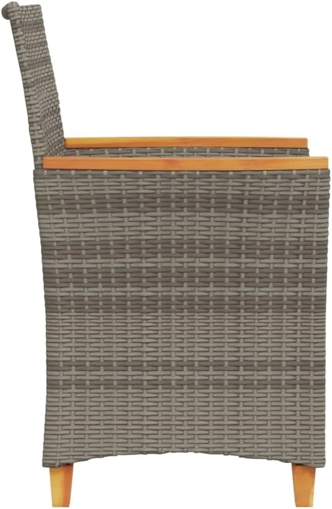Patio Dining Chairs Camping Chair Dining Chairs Lounge Chair - Patio Chairs with Cushions 2 pcs Gray Poly Rattan&Solid Wood for Campsites Garden Beaches Terrace