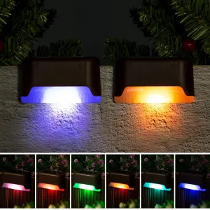 pearlstar 16 Pack Color Changing Solar Deck Lights,Solar Pool Side Lights,Waterproof LED Light for Outdoor Decks, Railing,Stairs, Steps, Fence, Yard, and Patio Christmas Decoration Lamp（Black）