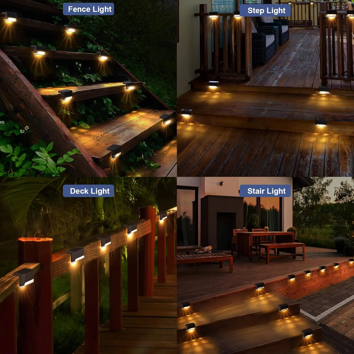 pearlstar Solar Deck Lights Outdoor,24 Pack Solar Deck Lights Outdoor Waterproof Led,for Stairs,Step,Fence,Yard,Patio,Driveway,Pathway,Yard,Backyard and Garden(Brown)