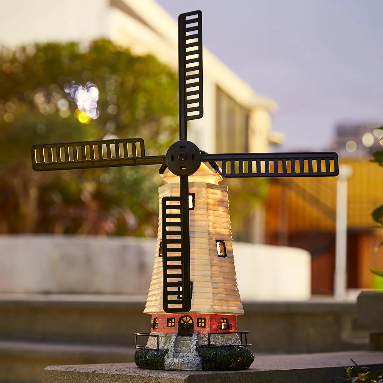 pearlstar Solar Garden Outdoor Windmill Lighthouse - 20" Solar Powered LED Lighthouse Garden Statue Waterproof Decorative Light for Women Mom Landscape Decor Lawn Table Patio Pathway Yard