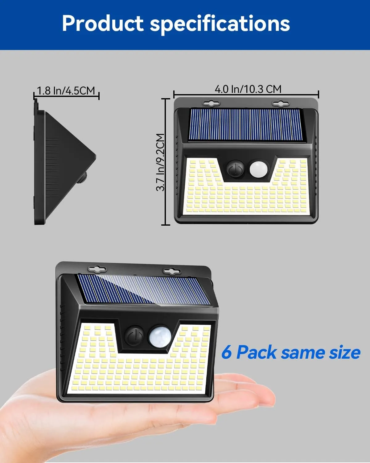 Peasur Solar Lights Outdoor Motion Sensor, 6 Pack 140 LED Solar Powered Fence Light Waterproof, 3 Modes Security Wall Lighting for Outside Yard Deck Garden
