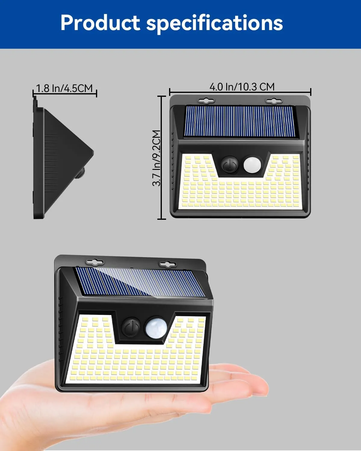 Peasur Solar Lights Outdoor Waterproof, 4Pack 140LED Solar Motion Sensor Wall Lights, 3 Modes Solar Powered Fence Security Lights for Patio Step Deck House Outside(Warm White)