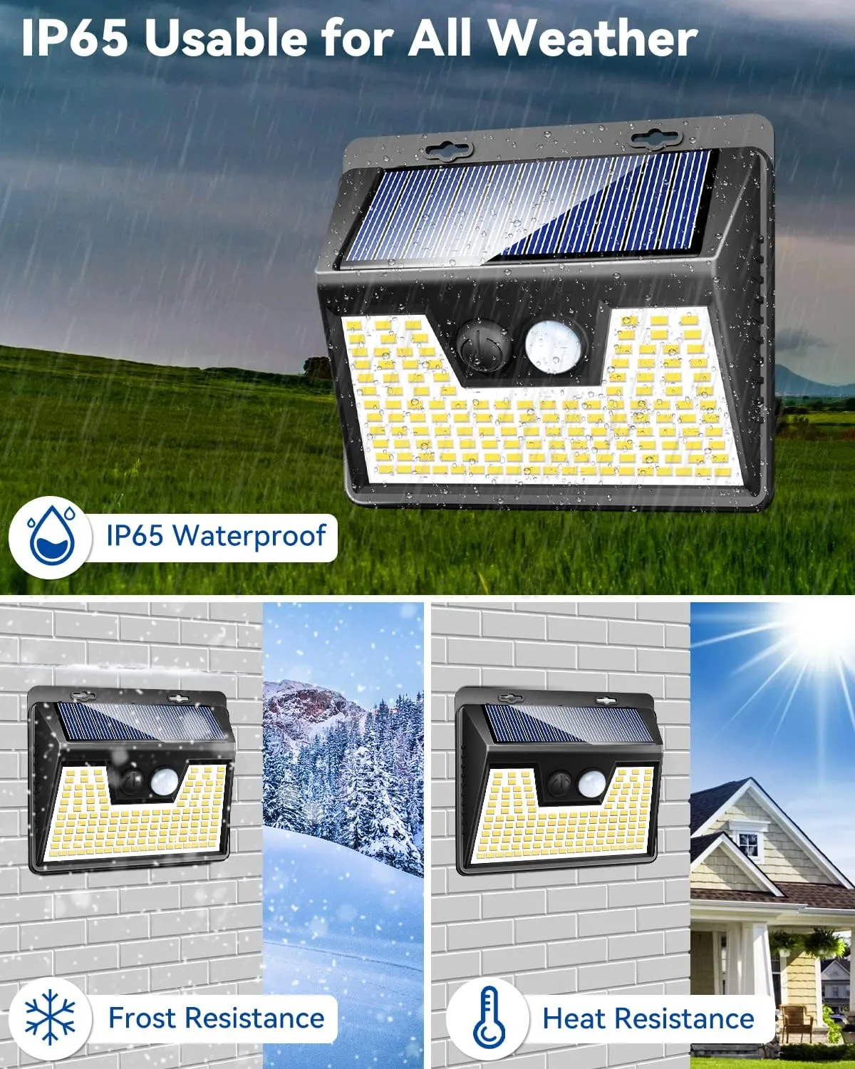 Peasur Solar Lights Outdoor Waterproof, 4Pack 140LED Solar Motion Sensor Wall Lights, 3 Modes Solar Powered Fence Security Lights for Patio Step Deck House Outside(Warm White)