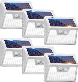 Peasur Solar Lights Outdoor Waterproof, 6Pack 140LED Bright Motion Sensor Security Lights 3 Modes, Solar Powered Fence Wall Light for Garden Yard Outside(Cool White)